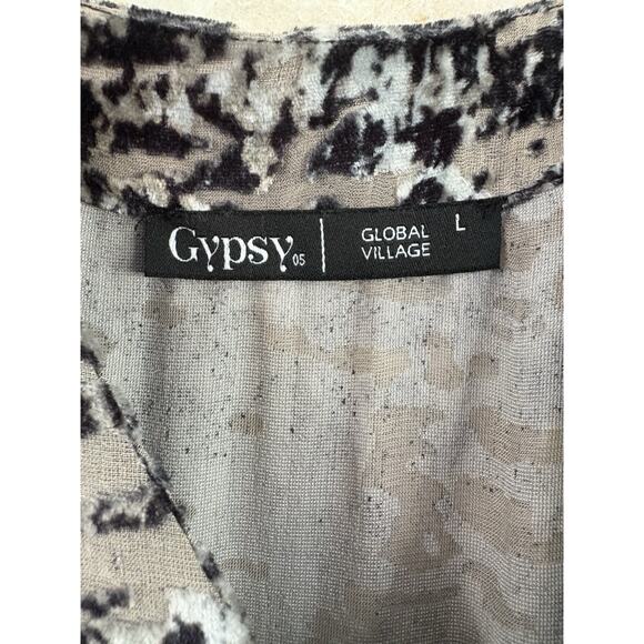 Gypsy 05 Silk Velvet Burnout Dress – L - Sheer Cold Shoulder Boho Glam Party - Picture 3 of 12